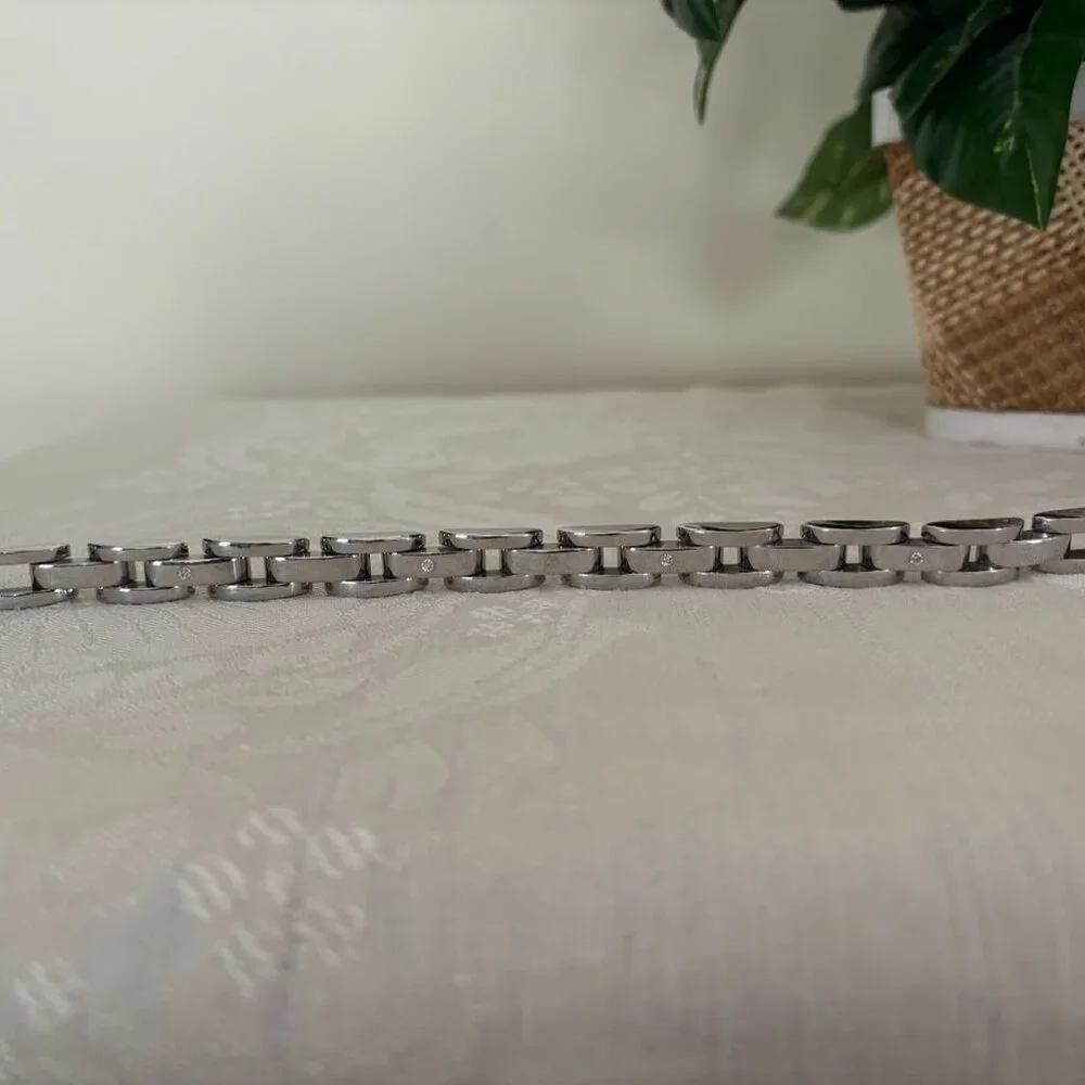 Sterling Silver (925) Bracelet (8") and Ring (9.5) with Moissanite Stones - Picture 10 of 16